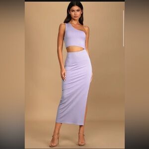 New Lulus Ribbed One Shoulder Cut Out Midi Dress size S